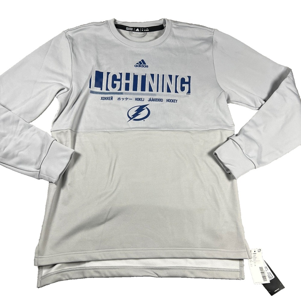 Adidas Aeroready Men's M Gray Tampa Bay Lightning NHL Long Sleeve Sweatshirt NWT